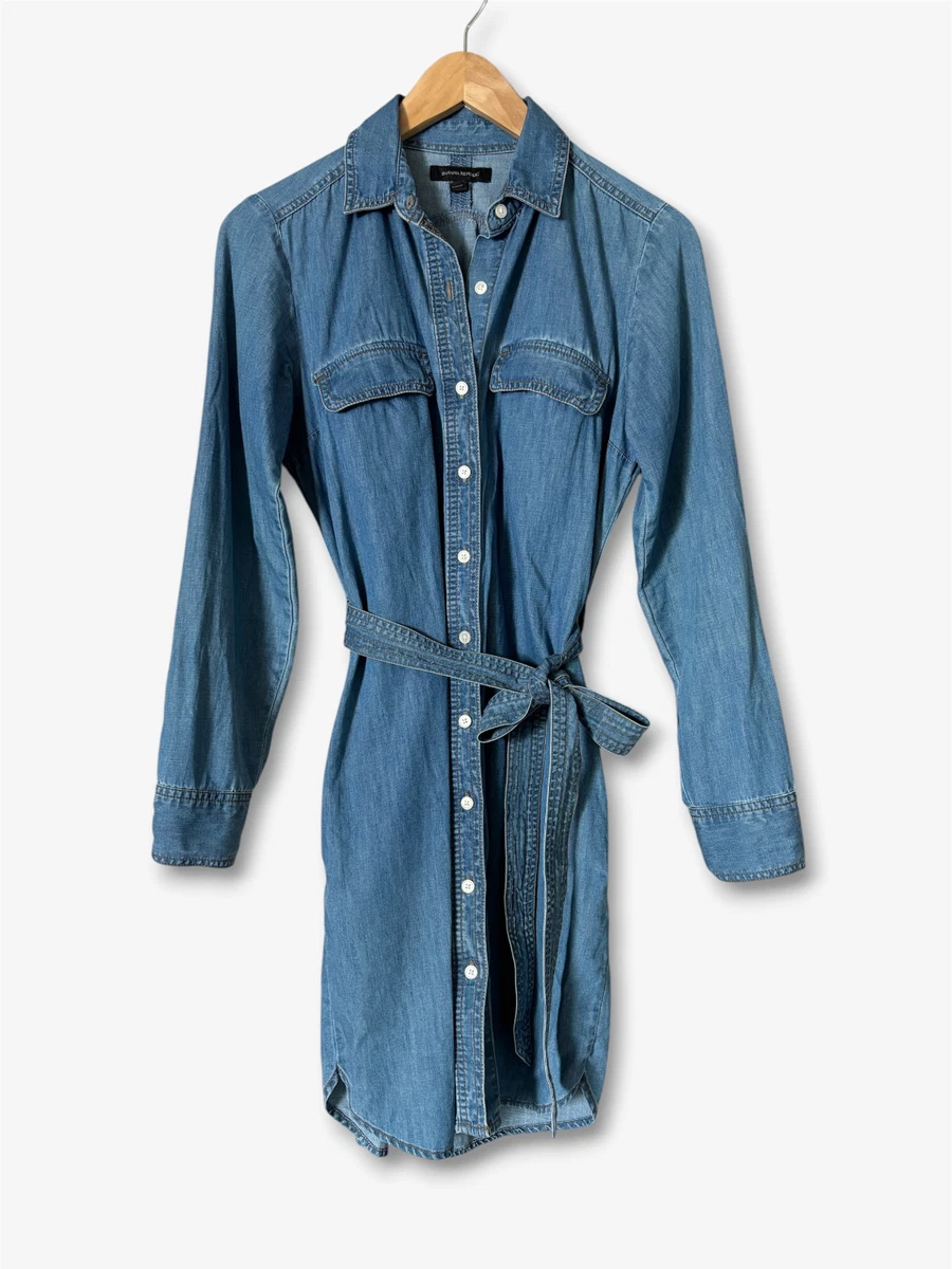 banana republic denim shirt dress Women's Denim Pocketed Mini Dress Rinse Regular Size XXL