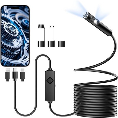16.4FT Dual-Lens Endoscope Camera with Light, IP67 Waterproof Borescope
