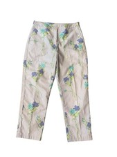 Vtg Lilly Pulitzer Blue Floral Pants Cropped Womens Sz 8 100 cotton