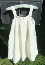 Antq Windowpane Cotton Fabric Girls 1890s Pinafore Apron Sundress Button up Back