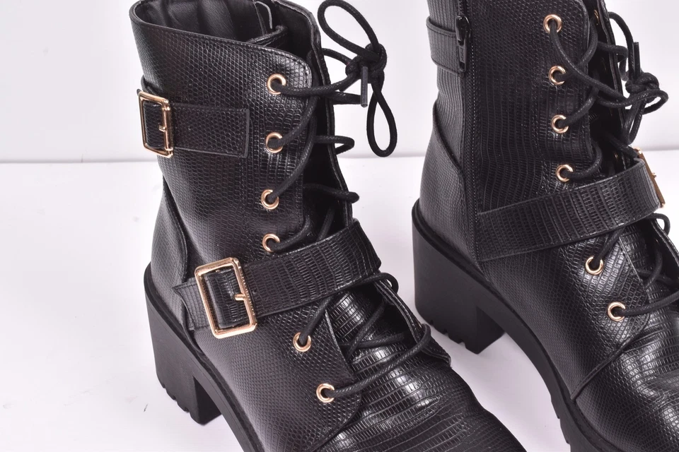 Dorothy Perkins Stiefeletten Boots schwarz Kroko-Optik Gr. 8 - guter Zustand - Bild 2 von 4