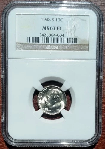 1948 S Roosevelt Dime, NGC MS 67 FT