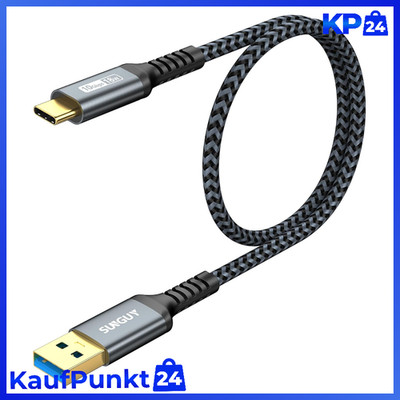 USB-C Kabel 10Gbps Typ C Nylon geflochten 0.5m 2er Pack Grau