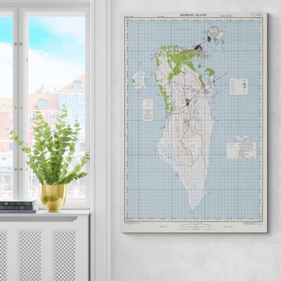 1956 Map of Bahrain   British Era Island Map with Early Oil Development