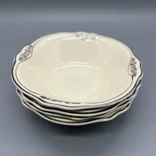 Vintage Homer Laughlin Virginia Rose Silver Rose Set 4 Dessert Berry Bowl 6 Inch