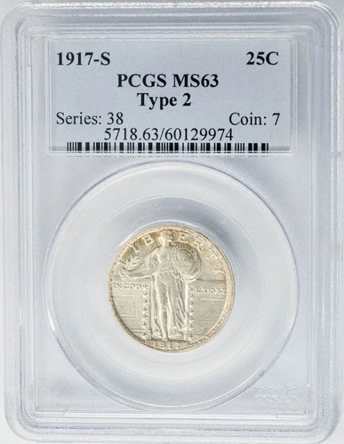 1917-S Standing Liberty Quarter 25c Type 2 MS63 PCGS 951026-21