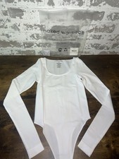 NEW Naked Wardrobe The Seamless Scoop Long Sleeve Bodysuit Size XXS/XS White