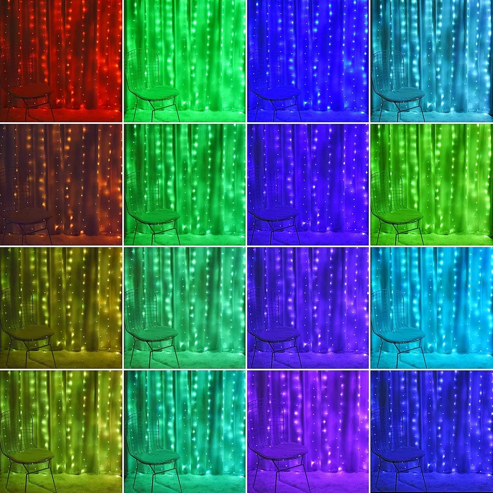 Волшебные занавески — 16-цветные меняющиеся гирлянды с пультом дистанционного управления, 4 лампы... - Изображение 2 из 4
