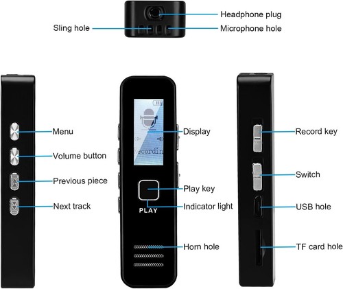64GB Digital Voice Recorder Dictapghone with display for audio recording - Picture 5 of 7