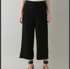 Vintage Hiroko Koshino Black Cropped Wide Leg Black Pants Pockets Size 40 S/M 