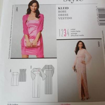Burda 7537 Evening Gown Dress Bustier & Sheer Yoke Sleeve Options 10-22 Misses