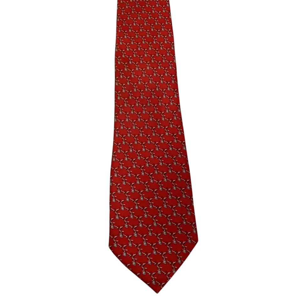 Corbata PINEDA COVALIN Para Hombre 100% Seda XL MÉXICO Lujo Geométrica Roja/Gris Usada en Excelente Condición Foto 2 de 3