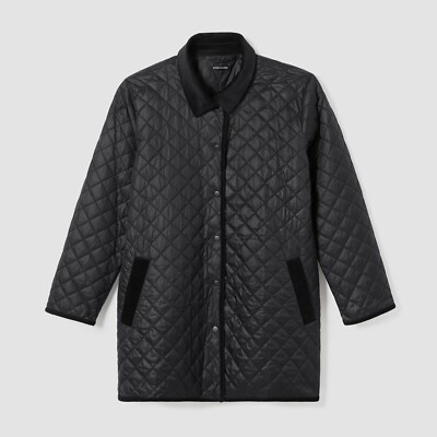 EILEEN FISHER Eggshell Recycled Nylon Quilted Jacket Black Size