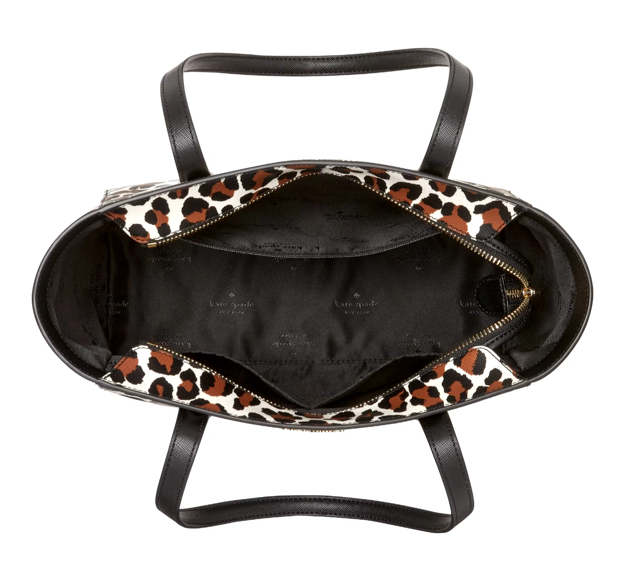 Nuova borsa media Kate Spade Staci maculata leopardo saffiano naturale multi