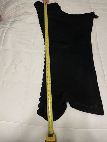 Hobby Horse Scalloped Youth XL Long Black Ultra Suede Show Chaps Used Once Clean - Picture 11 of 11