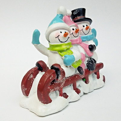 Ashland Christmas Noel Tiny Treasures Snowmen on Sled Sliding Glitter Cute RARE