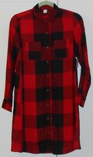 WOMEN'S OLD NAVY RED BUFFALO PLAID TWILL SWING SHIRT DRESS - SIZE XSMALL 
