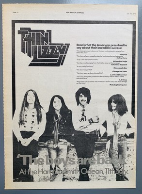 THIN LIZZY 1976 POSTER ADVERT THE BOYS ARE BACK CONCERT AT THE HAMMERSMITH ODEON