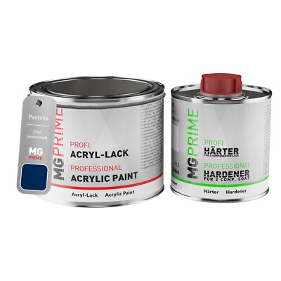Pantone 295C Blue Acryl Lack seidenmatt 0,75 Liter 750 ml Dose inkl. Härter