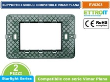 COPPIA SUPPORTI 3 MODULI 3M PER SCATOLA CASSETTA COMPATIBILE SERIE VIMAR PLANA