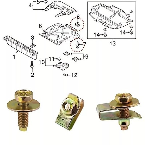 Kit de fijación de coche de 20 piezas pernos duraderos M6x20 mm, arandelas hexagonales de 10 mm de 17 mm clips de tuerca en U - Imagen 10 de 12