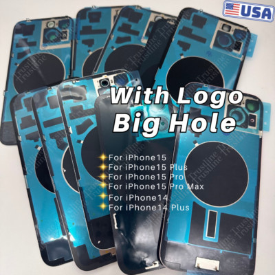 Back Glass Replacement Big Cam Hole Rear Cover For iPhone 14/Plus 15 Pro Max Lot