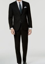 Kenneth Cole Men Black Techni-Cole Slim-Fit 2-Piece Suit Jacket Pants Size 38S