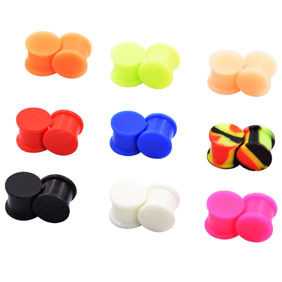 2 piezas Medidores de oreja de silicona sólida Pieles de oreja suaves Tapón de oreja Túneles Piercing corporal Foto 3 de 4