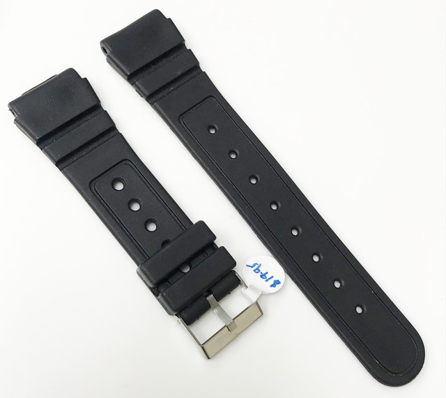 Generic Plastic Watch Fit 22mm Black Tone Band Silver Tone Buckle Watch