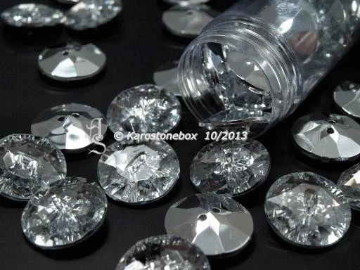 1 Schmuck Knopf Zierknopf Strassknopf Schmucksteine 25mm Crystal Glitzersteine - Bild 2 von 2