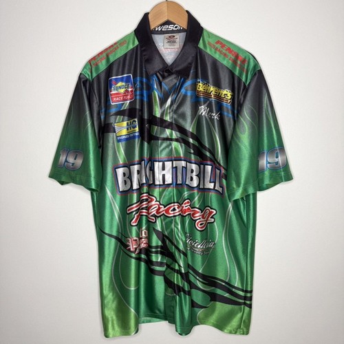 Brightbill Racing Shirt Green Flame Print Awesome Racewear