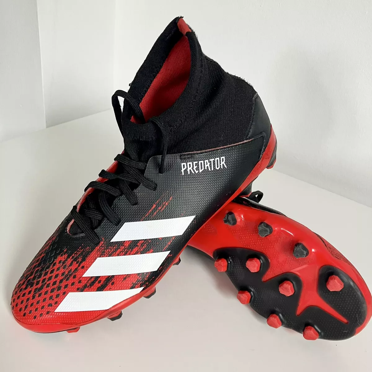 Botas de Fútbol Adidas Predator (Talla 5.5 Reino Unido) negras rojas | eBay