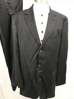 HUGO BOSS Men's Black Pinstripe 3 Button 100% Virgin Wool Jacket