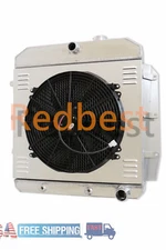 4 Row Radiator&Shroud&Fan For 1955-59 58 Chevy Apache GMC 100 150 Truck 3.8 4.3L
