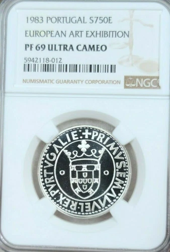 1983 PORTUGAL SILVER 750 ESCUDOS EUROPEAN ART EXHIBITION NGC PF 69 ULTRA CAMEO