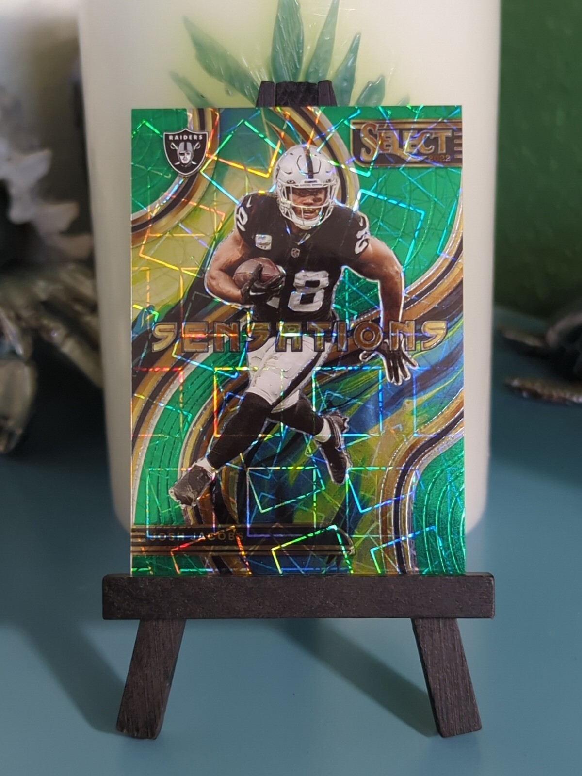 2022 Panini Select Josh Jacobs Sensations Green Lazer #/5 Raiders Packers