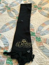 BEYONCE WOMENS DEREON SCARF BLACK GOLD FLUER DE LIS RHINESTONES  NWOT ONE SIZE