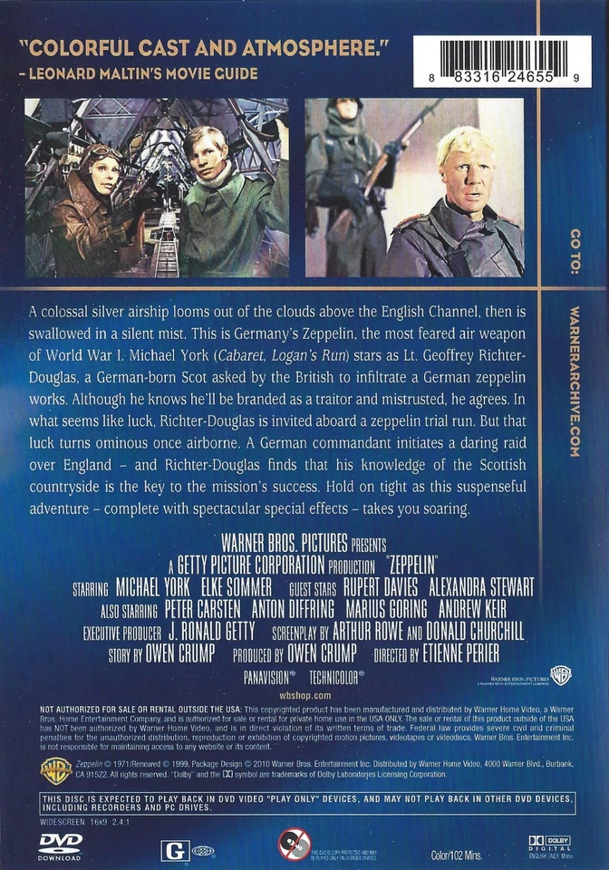 Zeppelin (1971) Michael York | Warner Archive Collection | New | Sealed | DVD - Image 2 of 2