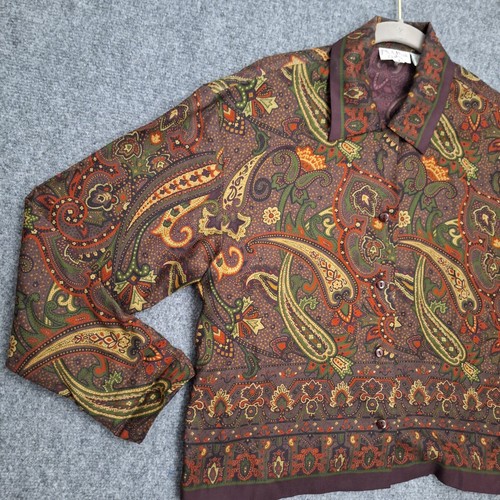 Vintage Paisley Hippie Shirt 8 Damen Jos A Banks geknöpft Rayon leicht - Bild 3 von 7