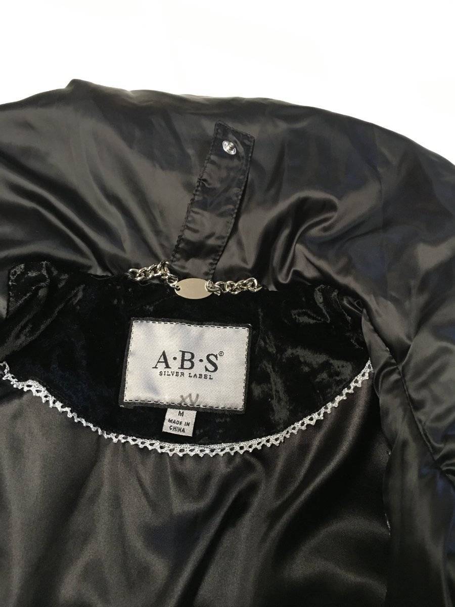 Womens ABS SILVER LABEL Black Feather Down Puffer Jacket Sz M eBay