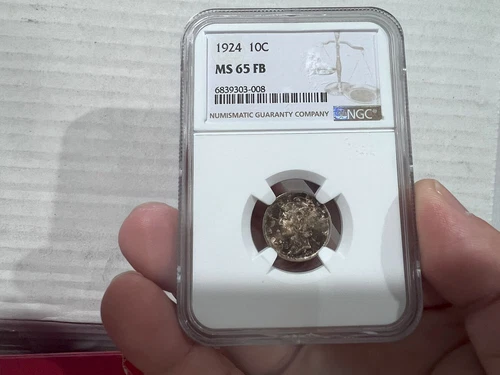 TONED 1924 P PHILADELPHIA MERCURY DIME NGC MS65 FB FULL BANDS (DBJ)