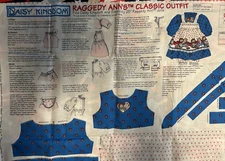 Daisy Kingdom Raggedy Ann's Classic Outfit Doll dress Fabric Panels, cut