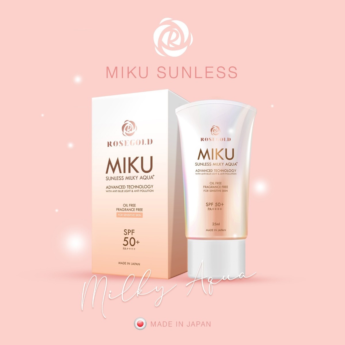MIKU SUNSCREEN Rose Gold SPF50PA protect skin from sunburn