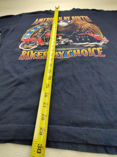 Mustang Brand Men's XL-2XL "American by Birth" Biker Graphic Navy T-Shirt Vtg - Picture 9 of 9
