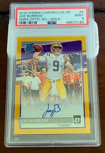 JOE BURROW 2020 CHRONICLES DP OPTIC AUTO AUTOGRAPH GOLD RC #6/10 PSA 9 MINT