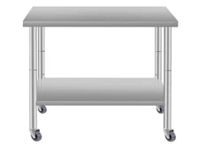 Stainless steel work prep table on wheels 36x24 inches for kitchen or garage