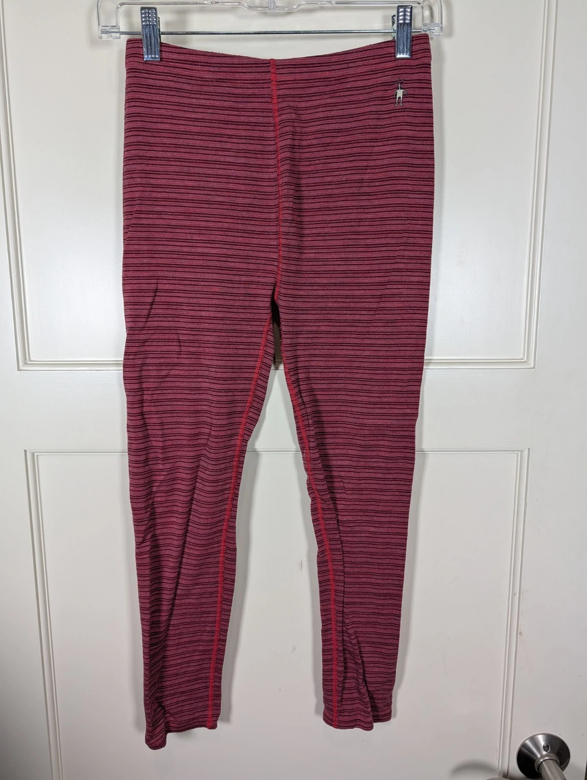 Smartwool Merino Wool Base Layer Leggings Junior Girl Size: XL Red Stripe