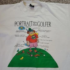 VTG Portrait Of A Golfer T-Shirt XL Single Stitch Made USA Cartoon Screen Stars 