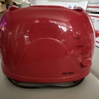 Pop Art Red 2-Slice Toaster 600W 5-Setting Defrost Reheat Cancel Crumb Tray
