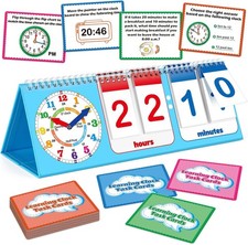 Torlam Learning Clock Flip Chart Colorful Analog  Digital Telling Time Teaching